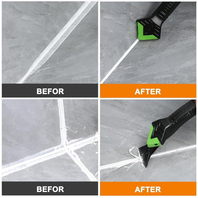 Ailewei Silicone Caulking Tool,5 in1 caulk remover tool with Grout Scraper,caulking tool kit，Adhesive Residue Scraper Seam Repair Tool Kit for Kitchen Bathroom - Image 4